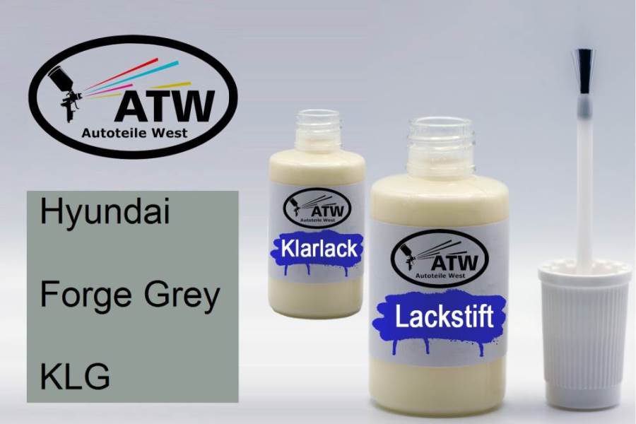 Hyundai, Forge Grey, KLG: 20ml Lackstift + 20ml Klarlack - Set, von ATW Autoteile West.